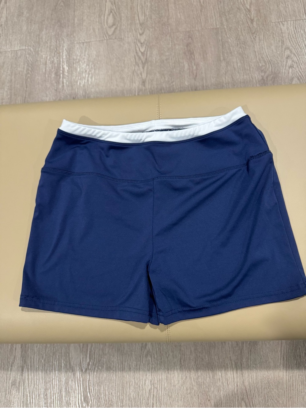 Women's Navy Athletic Shorts with White Waistband
